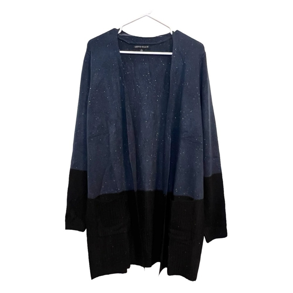 Love Ellie sweater cardigan black and navy speckled size M NWOT